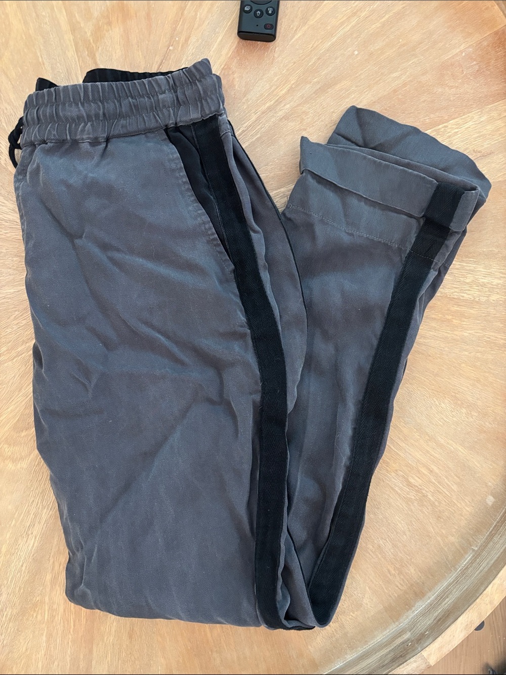 Michael Stars Charcoal Gray Track Pants with Black Side Stripe